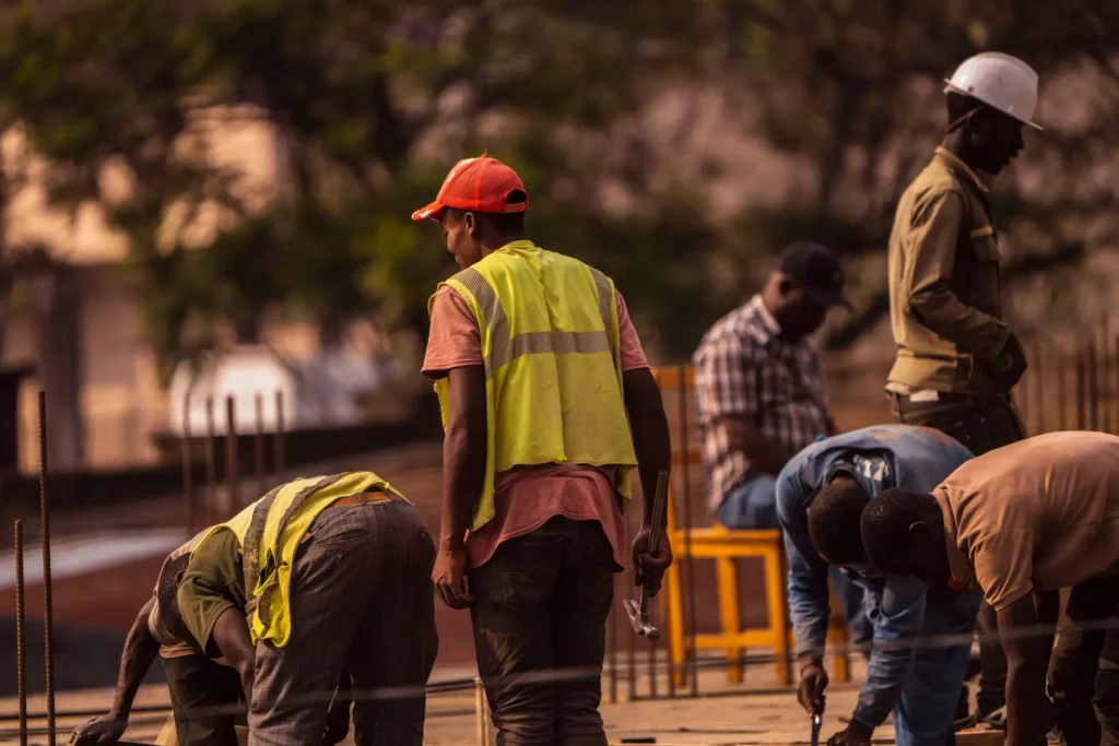 work crew on site (background)